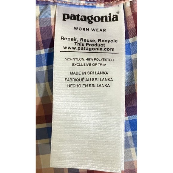 Patagonia Women's Medium Long Sleeve Snap Button Plaid Shirt Red Blue White - Picture 8 of 9